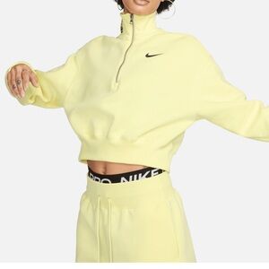 Nike Butter Yellow Oversized Crop Sweatshirt